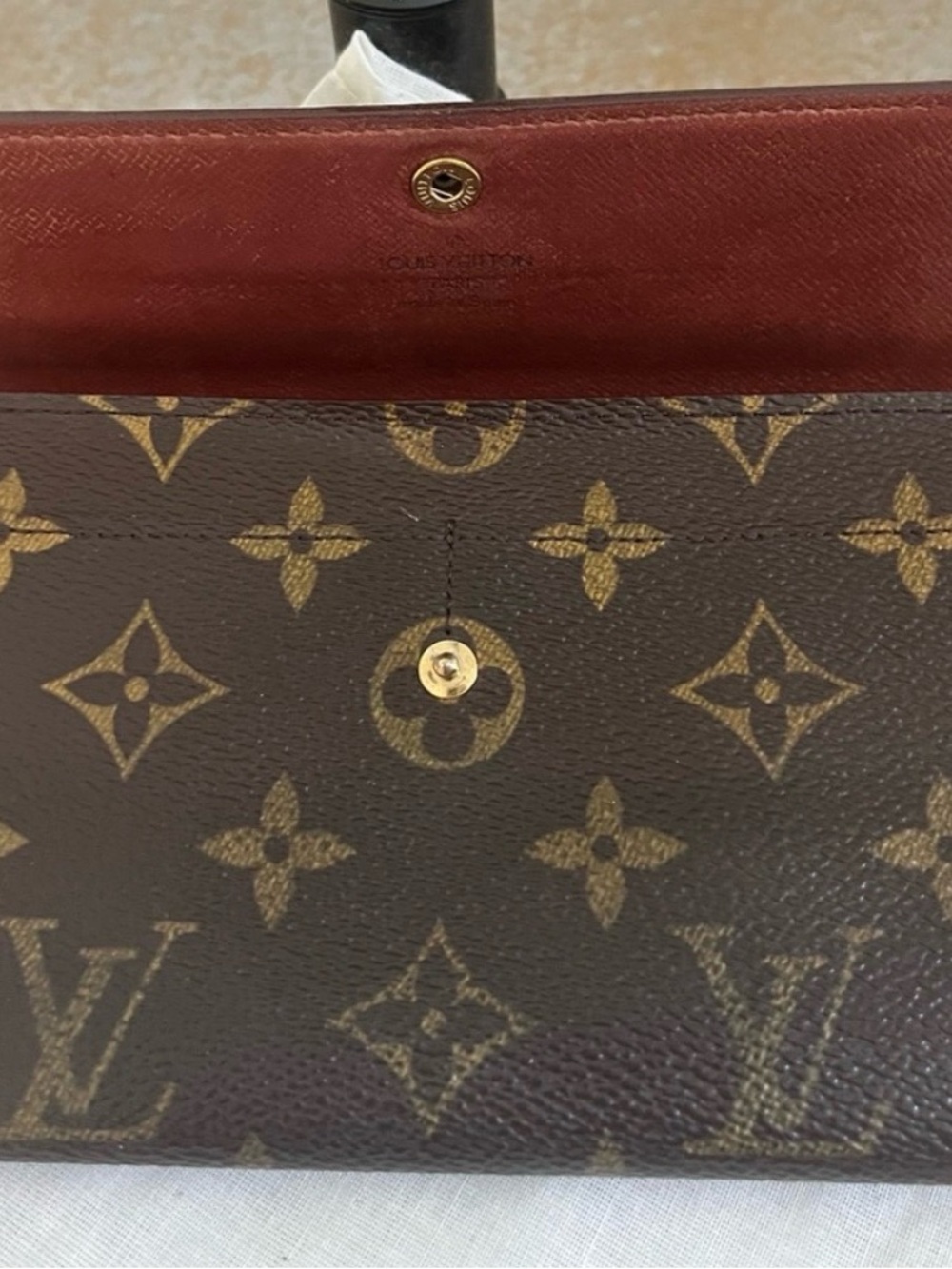 Louis Vuitton Monogram Canvas Wallet in Brown with Burgundy Interior